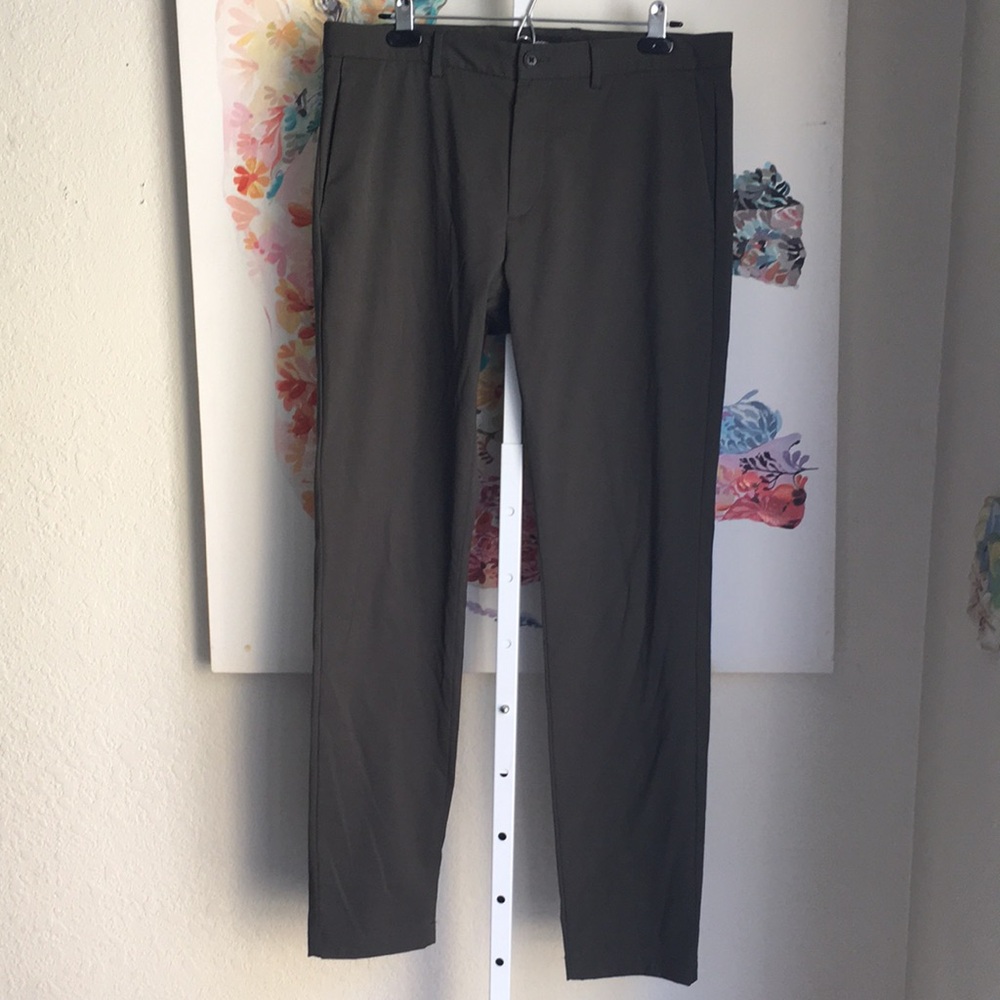 Men's Olive Dress Pants - Classic Straight Fit
